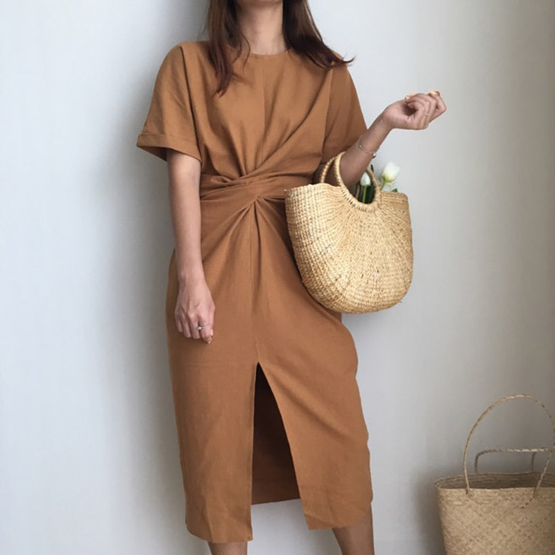 Front Slit Vintage Wrap Dress