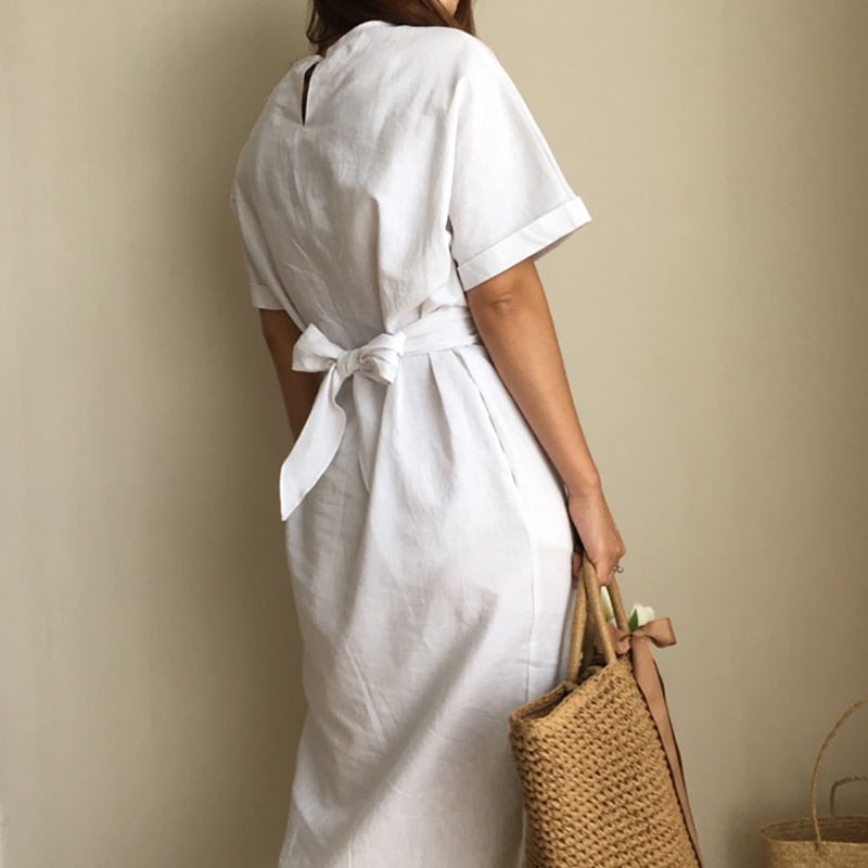 Front Slit Vintage Wrap Dress