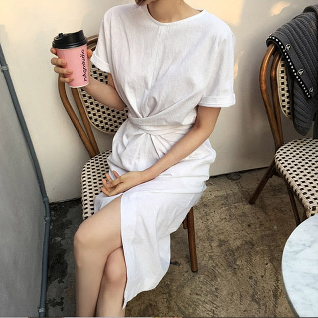 Front Slit Vintage Wrap Dress