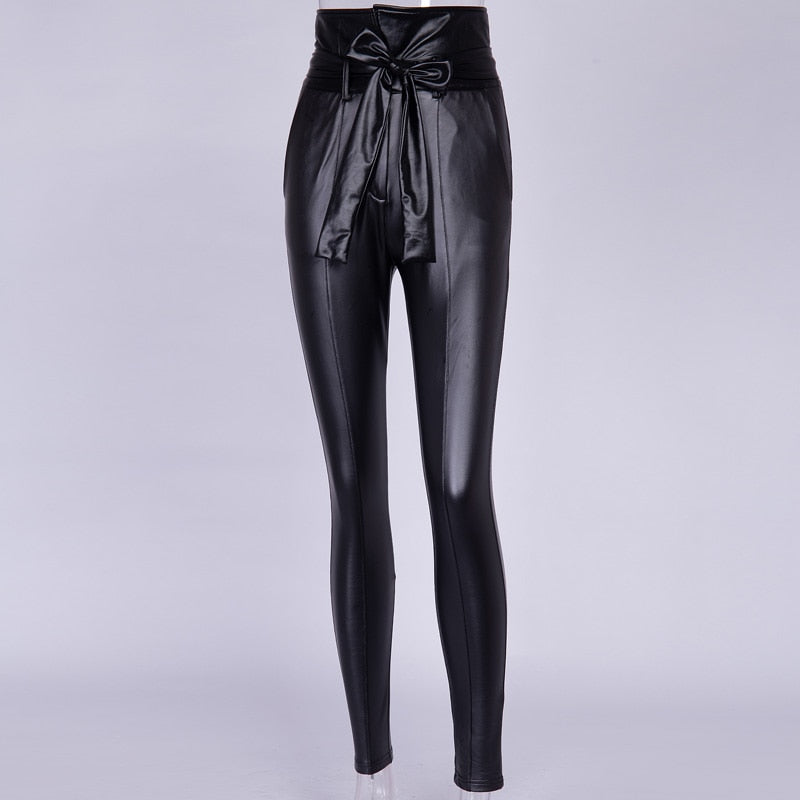 Robyn Belted Faux Leather Pants