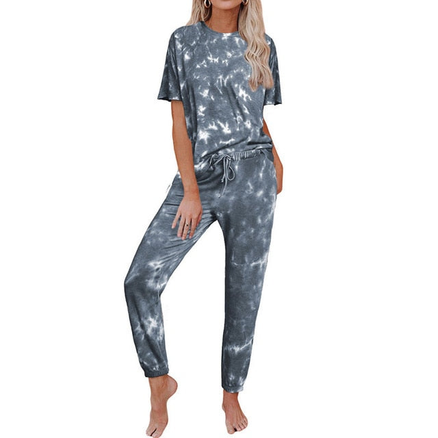 Tie Dye Top 2 Piece Loungewear Trouser Set