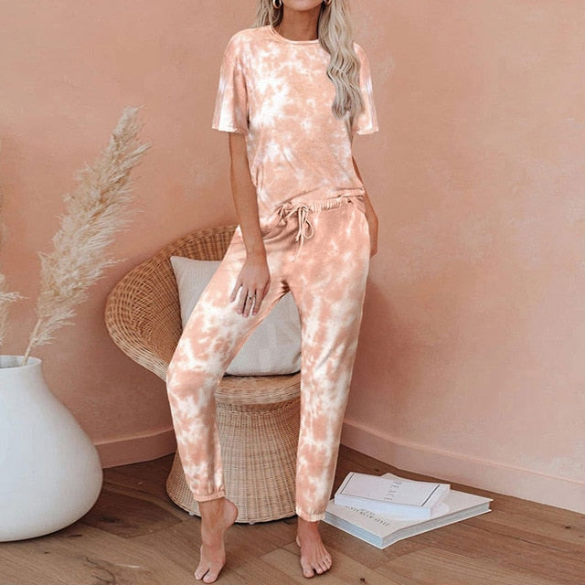 Tie Dye Top 2 Piece Loungewear Trouser Set