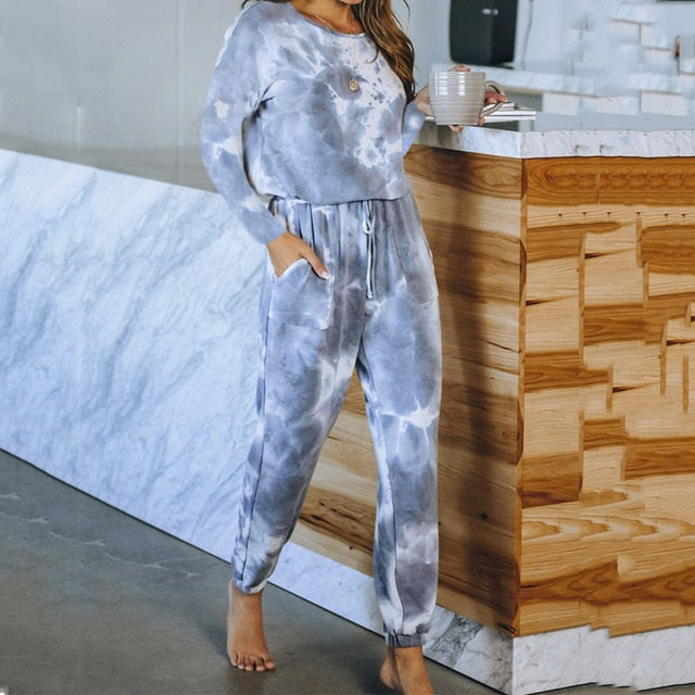 Tie Dye Top 2 Piece Loungewear Trouser Set