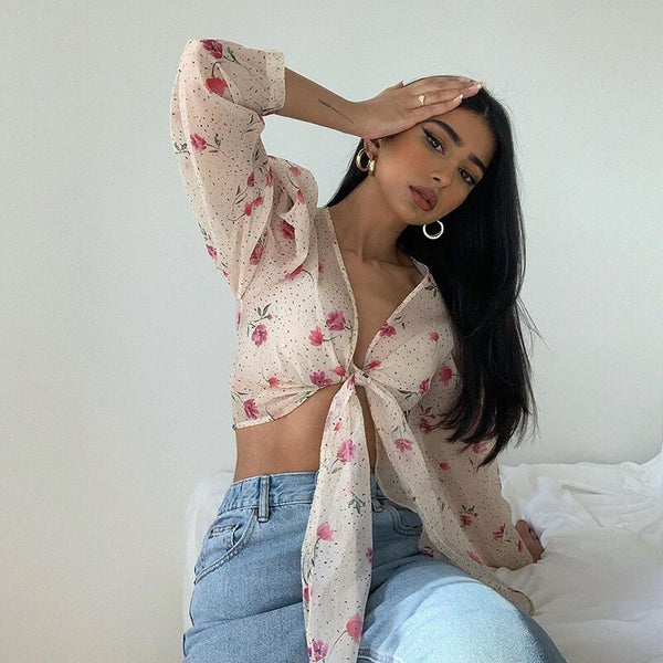 Floral Wrap Top