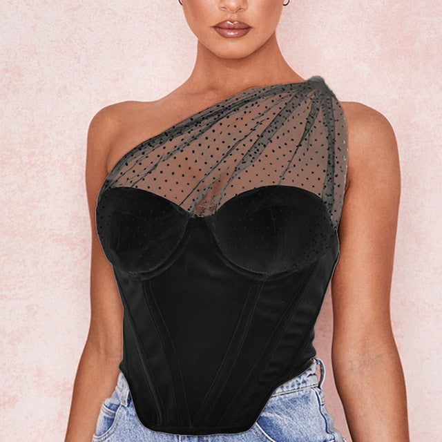 Padded One Shoulder Bustier Top