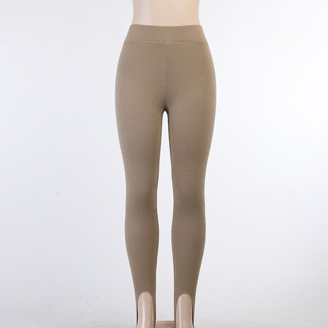 Beige Stirrup Leggings