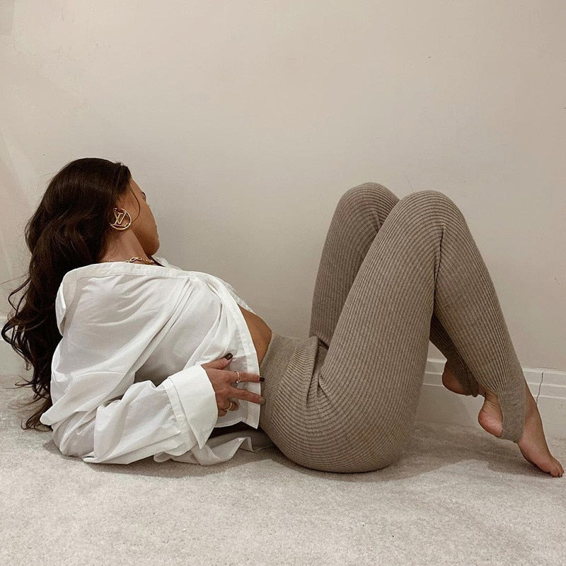 Beige Stirrup Leggings