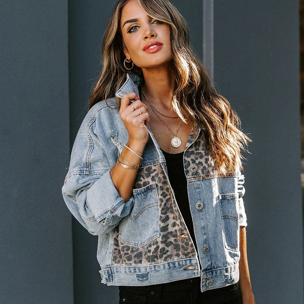 Vintage Leopard Denim Jacket