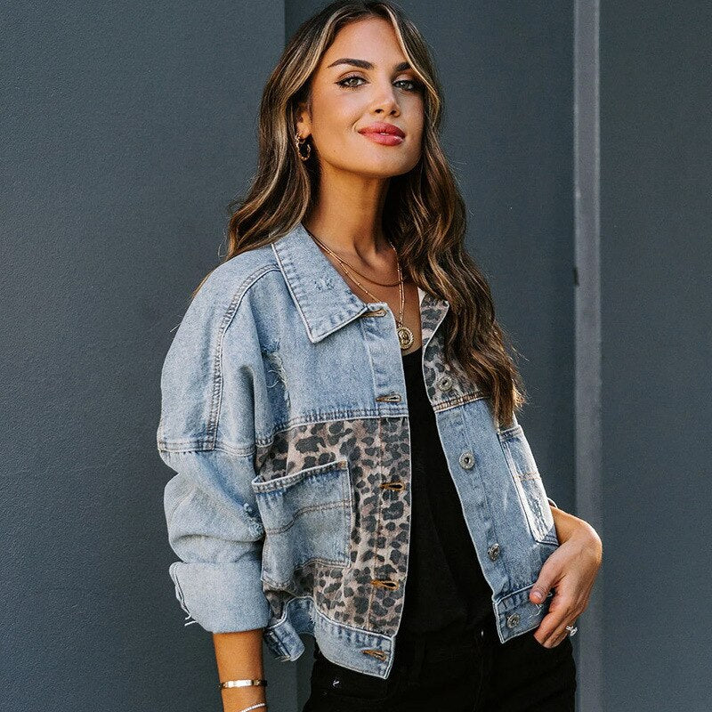 Vintage Leopard Denim Jacket