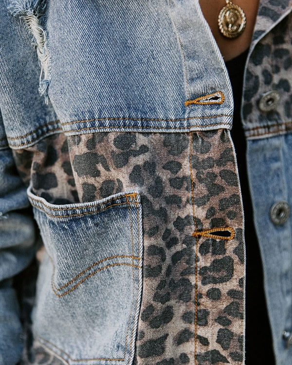 Vintage Leopard Denim Jacket