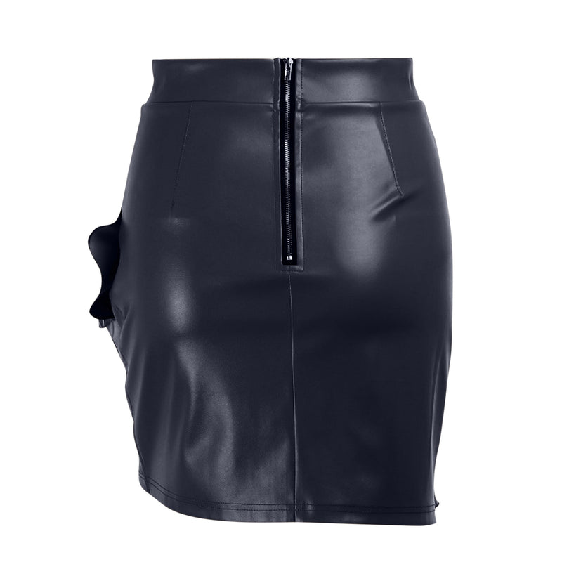 Jata Ruffle Faux Leather Skirt