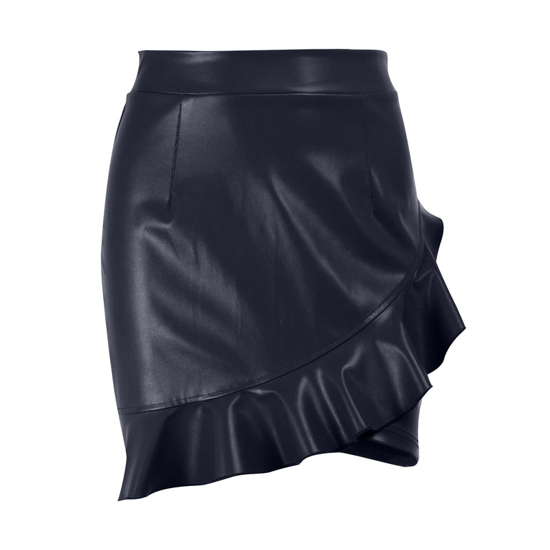 Jata Ruffle Faux Leather Skirt