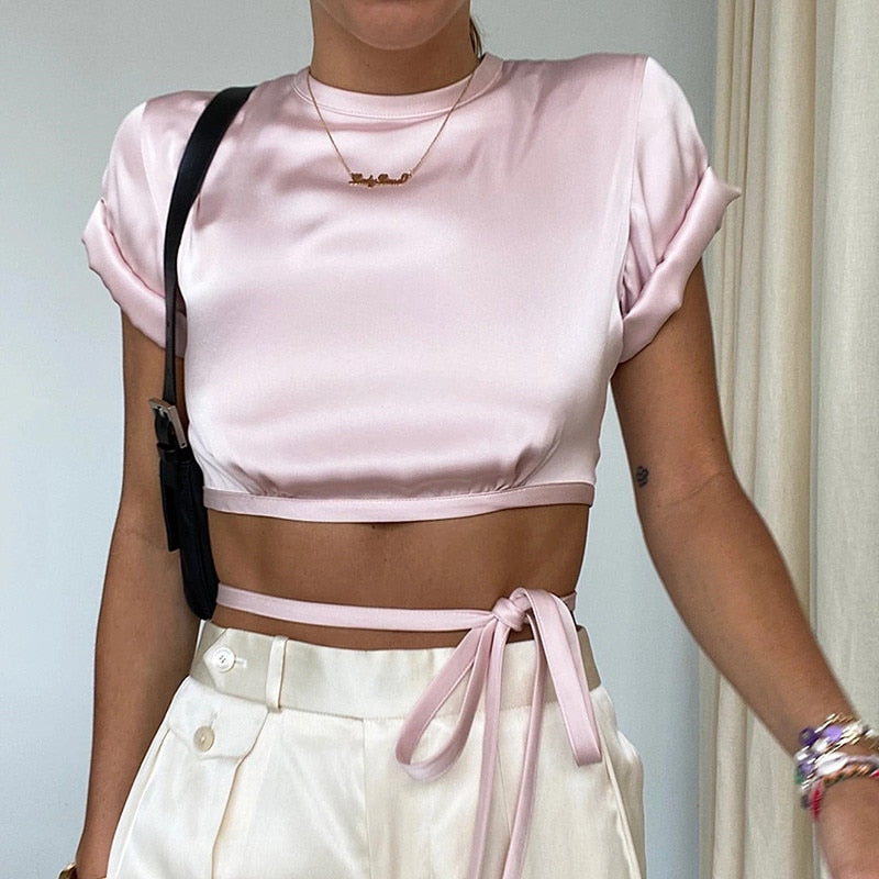 Talia Satin Crop Top