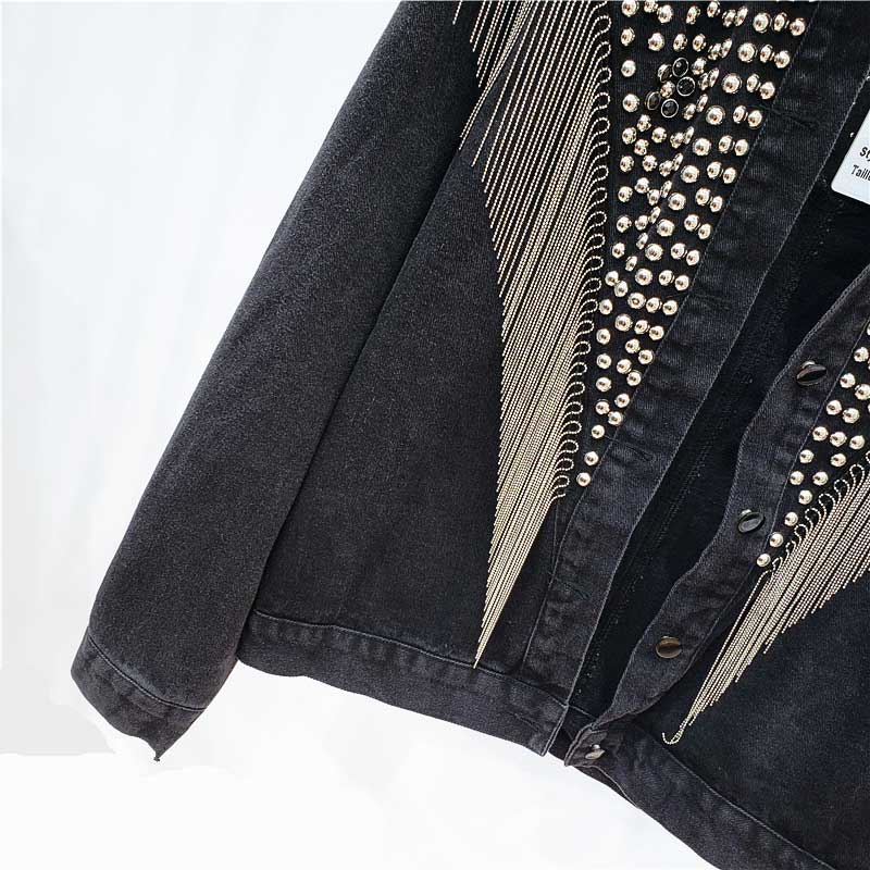 Beaded Fringe Luxe Denim Jacket