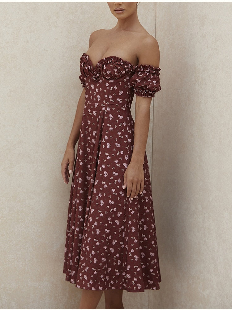 Zain Off Shoulder Floral Maxi Dress