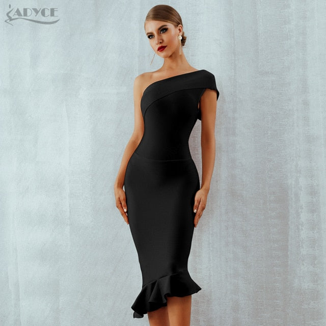 One Shoulder Ruffles Dress