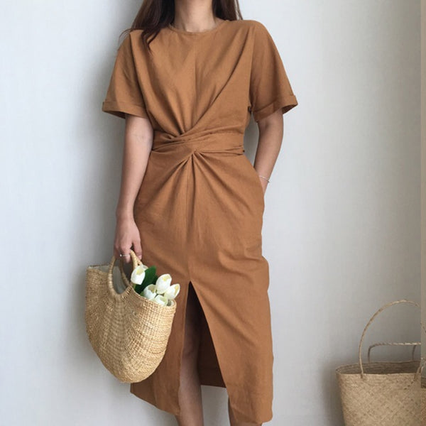 Front Slit Vintage Wrap Dress